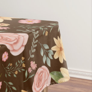 Braun Elegantes Muster für Vintage Wildblume Tischdecke