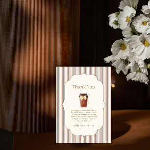 Braun Elegantes Streifen-Café-Bébé-Kaffee-Baby-Sho Dankeskarte