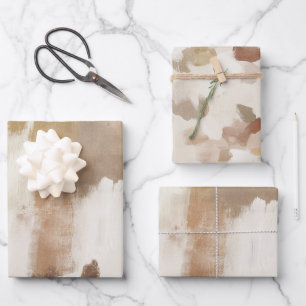 Braun Elfenbein Beige Creme Abstract Geschenkpapier Set
