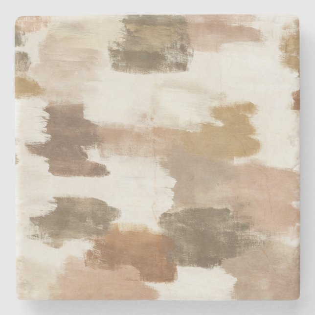 Braun Elfenbein Beige Creme Abstract Steinuntersetzer (Vorderseite)