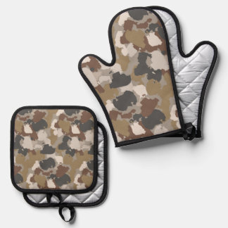 Braun-Erde-Töne-Militär-Tarnung Ofenhandschuh & Topflappen-Set