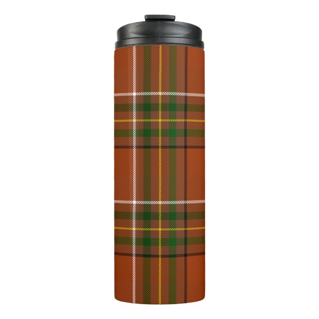 Braun-erdige Plaid-Tartan  Thermosbecher (Vorderseite)