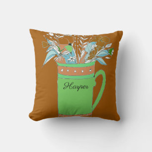 Braun farbige Blume in einer Tasse Original-Design Kissen