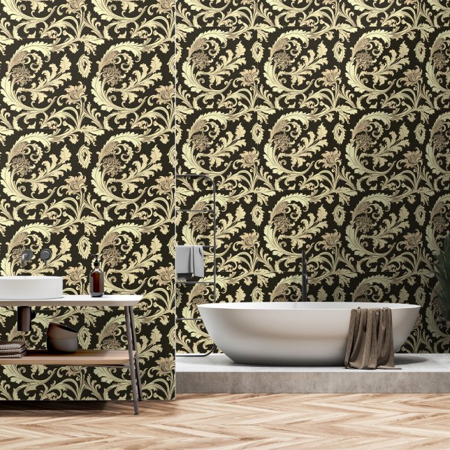 Braun Fleur Antik-Muster Tapete (Badezimmer)