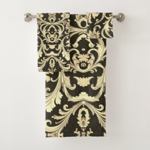 Braun Fleur Antique Muster Badhandtuch Set