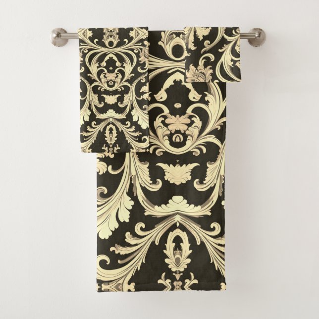 Braun Fleur Antique Muster Badhandtuch Set (Insitu)