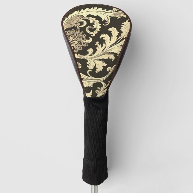Braun Fleur Antique Muster Golf Headcover (Vorderseite)