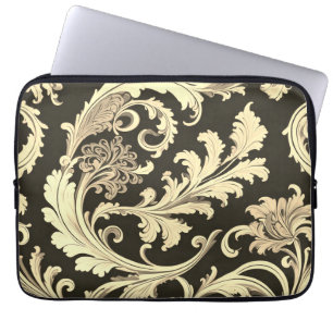 Braun Fleur Antique Muster Laptopschutzhülle