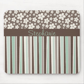 Braun-florale individuell anpassbare Monogram-Maus Mousepad