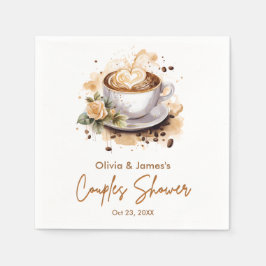 Braun Florale Kaffee-Hochzeitspaare-Party Serviette