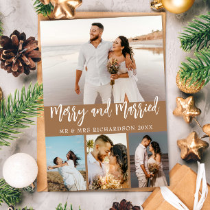 Braun Frohe Weihnachten & Hochzeit 4 Foto Collage