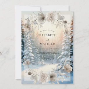 Braun-Frostige-Tannen-Eukalyptus-Hochzeit Einladung