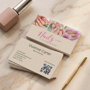 Braun Fuchsia Hot Pink Schrift 3 Foto Nagel QR Cod Visitenkarte
