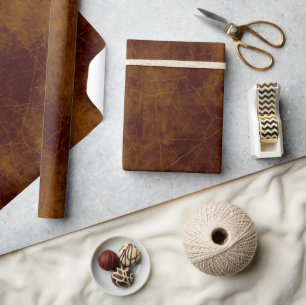 Braun gealtertes Kunstleder im Lederlook Geschenkpapier