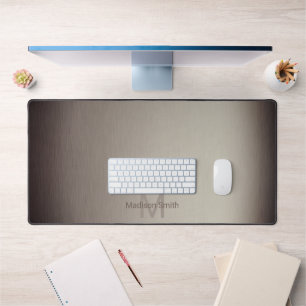 Braun gebürstetes modernes Design Monogram Schreibtischunterlage