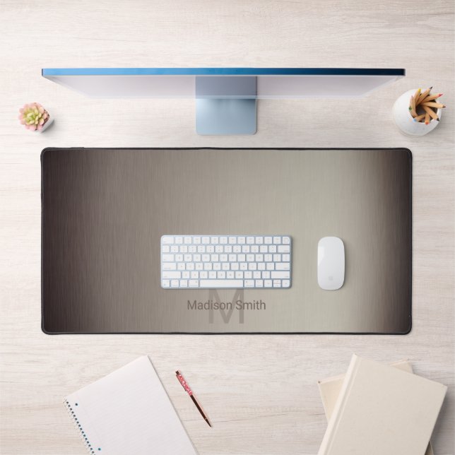Braun gebürstetes modernes Design Monogram Schreibtischunterlage (Büro 1)