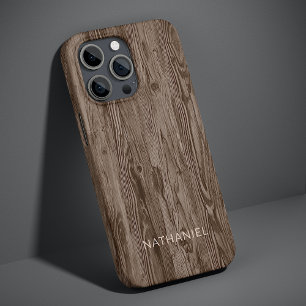 Braun gefärbte rustikale Holzmaserung iPhone 16 Pro Max Hülle