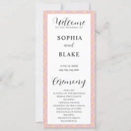 Braun, Gelb und Weiß Kariert Hochzeitsprogramm