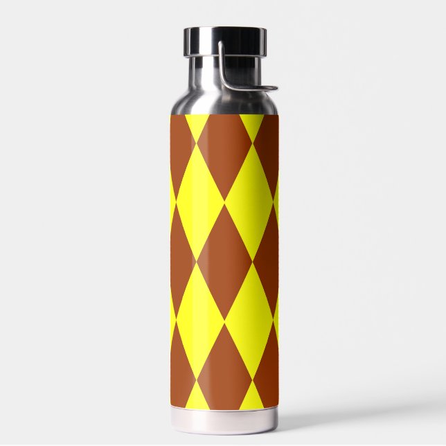 Braun Gelbe Harlekin Karomuster Design  Trinkflasche (Links)