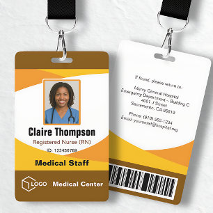 Braun Gelbes Foto-Logo Firmenname ID Ausweis