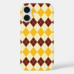 Braun - Gelbes schottisches Tartan-Muster iPhone 16 Hülle