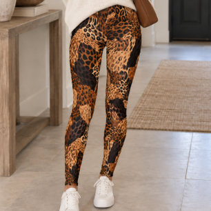Braun gemusterter Leopard-Cheetah-Druck Leggings
