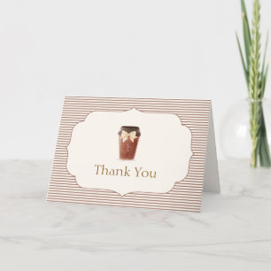 Braun gestreifte elegante Café Bébé Babyparty Dankeskarte
