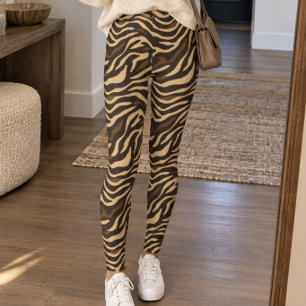 Braun gestreifte Zebraoptik Leggings