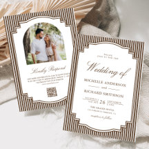 Braun gestreifter Foto-QR-Code zur Hochzeit