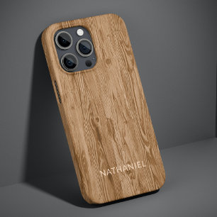 Braun getönter, rustikaler, falscher Holzkorn in i iPhone 16 Pro Max Hülle