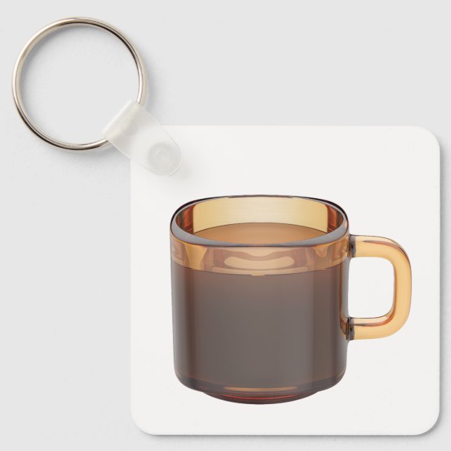 Braun-Glas-Kaffeetasse mit Braukaffee Schlüsselanhänger (Vorderseite)