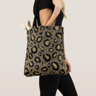 Braun Gold Glitter & Schwarz Leopard Gepard Druck