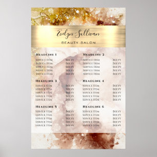Braun-Gold-Glitter-Wasserfarbe-Preisliste-Poster Poster