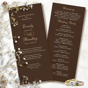 Braun-goldene Creme Elegantes Hochzeitsprogramm Einladung