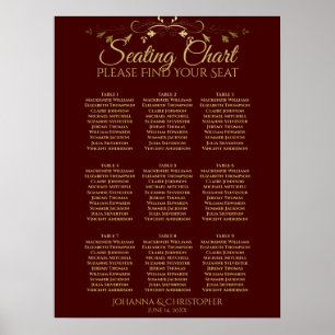 Braun-goldene Hochzeitstisch-Planung für 9 Tische Poster
