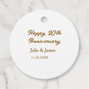 Braun goldenes glückliches 20. Jubiläum Name Datum Geschenkanhänger