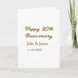 Braun goldenes glückliches 20. Jubiläum Name datum Karte