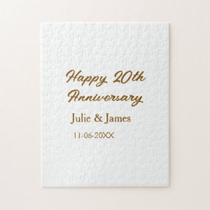 Braun goldenes glückliches 20. Jubiläum Name Datum Puzzle