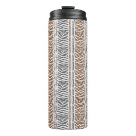 Braun Grau Moderner Streifen-Thermal-Becher Thermosbecher