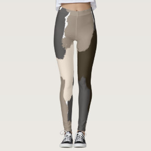 Braun, Grau, Taupe und ElfenbeinFingermalerei Leggings