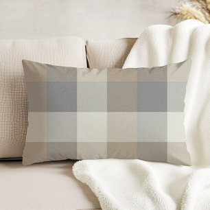 Braun, Grau und Elfenbein Karo Neutral Dekokissen