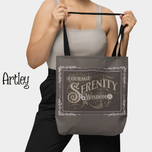 Braun Grau Vintage Style Serenity Gebet