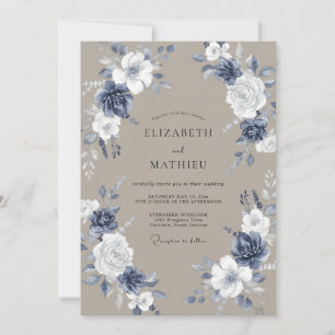 Braun-graue bemalte Hochzeit Einladung