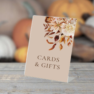 Braun-graue Herbst-Blumen-Hochzeitspodest-Schild Sockelschild