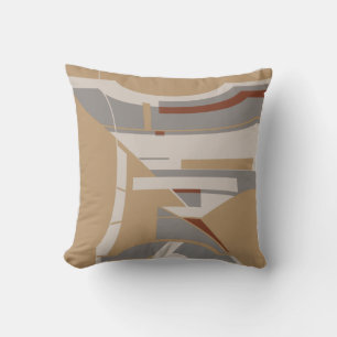 Braun-grauer Taupe-Mittelmeer-Geometrisch-Abstrakt Kissen
