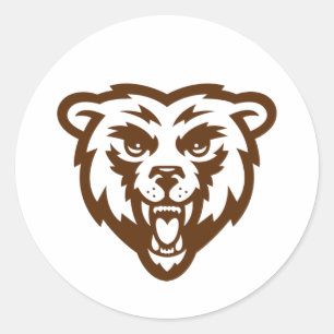 Braun Grizzly Bär Rustikale Waldtiere Runder Aufkleber
