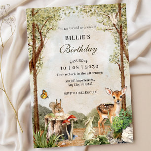 BRAUN GRÜN HOLZ WILDLIFE NATUR Geburtstag Einladung
