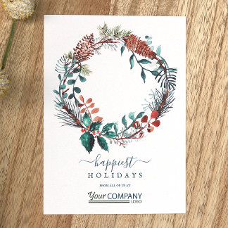 Braun, Grün Logo Pinecones Unternehmen Weihnachten Einladung