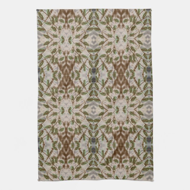 Braun Grün und Grau Blau Geschirrtuch (Vertikal)