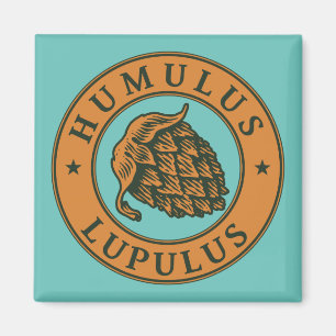 Braun-grüner Hopfenbier-Tinten-Art-Stil im Vintage Magnet